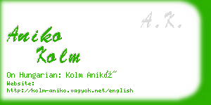 aniko kolm business card